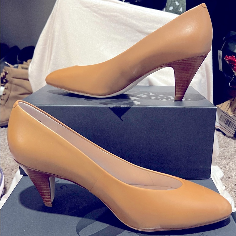 Nine West Faith Pumps Dark Natural Leather Size 11
